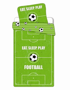 Fodbold sengetøj - 140x200 cm - Fodbold bane - Dynebetræk med 2 design - 100% bomulds sengesæt